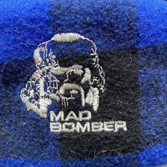 Mad Bomber Trapper Hat, Blue & Black Plaid, Large - Picture 13 of 13